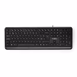 Nedis KBMU200BKBE, Taille réelle (100 %), USB, Clavier à membrane, AZERTY, Noir