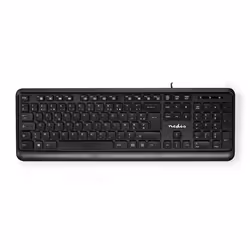 Nedis KBMU200BKFR, Taille réelle (100 %), USB, Clavier à membrane, AZERTY, Noir