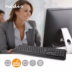 Nedis KBMU200BKIT clavier USB QWERTY Italien Noir