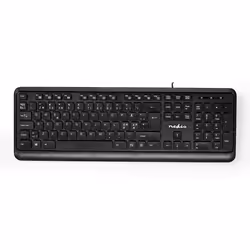 Nedis KBMU200BKND, Taille réelle (100 %), USB, Clavier à membrane, QWERTY, Noir