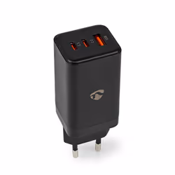 Nedis Universal GaN Wall Charger, Intérieure, Secteur, 20 V, Noir