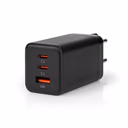 Nedis Universal GaN Wall Charger Ordinateur portable, Smartphone, Tablette Noir Secteur Charge rapide Intérieure