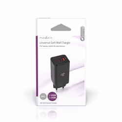 Nedis Universal GaN Wall Charger Ordinateur portable, Smartphone, Tablette Noir Secteur Charge rapide Intérieure - Vue supplémentaire 6