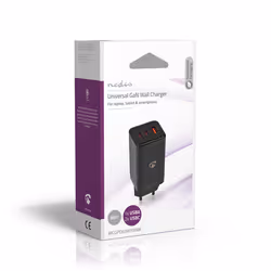 Nedis Universal GaN Wall Charger Ordinateur portable, Smartphone, Tablette Noir Secteur Charge rapide Intérieure - Vue supplémentaire 8