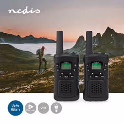 Nedis WLTK0610BK radio bidirectionnelle 8 canaux 446.00625 - 446.09375 MHz Noir