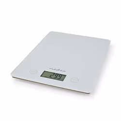 Nedis KASC620WT, Balance de ménage électronique, 5 kg, 1 g, Blanc, Verre, Plastique, Verre
