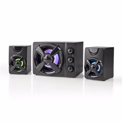Nedis GSPR31021BK, 2-voies, 2.1 canaux, Avec fil, 11 W, Noir