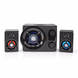 Nedis Haut Parleur de Jeux, 2-voies, 2.1 canaux, Avec fil, 25 W, Noir