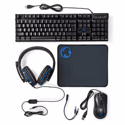 Nedis Gaming Combo Kit, USB, Clavier à membrane, QWERTY, LED, Noir, Souris incluse