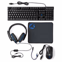 Nedis Gaming Combo Kit, USB, Clavier à membrane, QWERTY, LED, Noir, Souris incluse