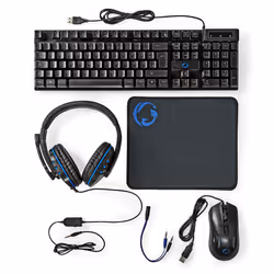 Nedis Gaming Combo Kit, USB, Clavier à membrane, QWERTZ, LED, Noir, Souris incluse