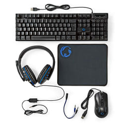 Nedis Gaming Combo Kit clavier Souris incluse USB QWERTZ Néerlandais Noir
