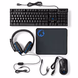Nedis Gaming Combo Kit, Taille réelle (100 %), USB, Clavier à membrane, AZERTY, Noir, Souris incluse