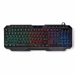 Nedis GKBD110BKDE, Taille réelle (100 %), USB, Clavier mécanique, QWERTZ, LED, Noir