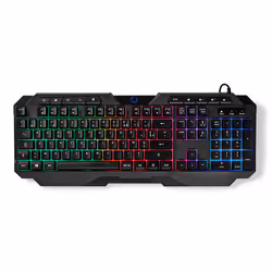 Nedis GKBD110BKFR, Taille réelle (100 %), USB, Clavier à membrane, AZERTY, LED, Noir