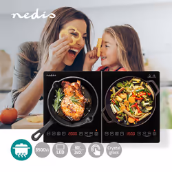 Nedis KAIP124CBK2 plaque Noir Comptoir 56 cm Plaque avec zone à induction 2 zone(s)
