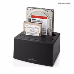 Nedis HDDUDB3210BK, HDD, SSD, SATA, Série ATA II, Série ATA III, 2.5,3.5", 8 To, USB 3.2 Gen 1 (3.1 Gen 1) Type-A, 5 Gbit/s