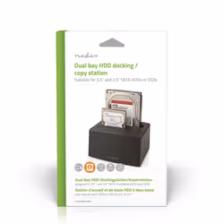 Nedis HDDUDB3210BK Station d'accueil de disques de stockage USB 3.2 Gen 1 (3.1 Gen 1) Type-A Noir - Vue supplémentaire 8