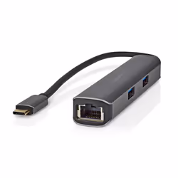 Nedis CCBW64210AT02, Avec fil, USB 3.2 Gen 1 (3.1 Gen 1) Type-C, 1000 Mbit/s, Anthracite, 5 Gbit/s, 3840 x 2160 pixels