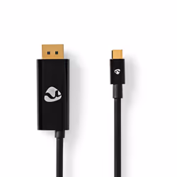Nedis CCGP64355BK20, 2 m, USB Type-C, DisplayPort + USB Type-C, Mâle, Mâle, Droit