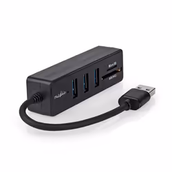 Nedis CCGB61250BK01, USB 3.2 Gen 1 (3.1 Gen 1) Type-A, USB 3.2 Gen 1 (3.1 Gen 1) Type-A, MicroSD (TransFlash), SD, 5000 Mbit/ ...