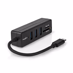 Nedis CCGB64250BK01, Avec fil, USB Type-C, Noir, MicroSD (TransFlash), SD, 5 Gbit/s, CC