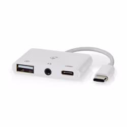 Nedis CCGB64790WT01, Avec fil, USB 2.0 Type-C, 3,5 mm, Blanc, 3,5mm, USB 2.0, USB Type-C, Polyvinyl chloride (PVC)