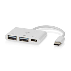 Nedis CCGB64785WT01 hub & concentrateur USB 2.0 Type-C 5000 Mbit/s Blanc