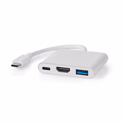 Nedis CCGB64770WT01, Avec fil, USB Type-C, 7,5 W, Blanc, 30 Hz, HDMI, USB 3.2 Gen 1 (3.1 Gen 1) Type-A, USB 3.2 Gen 1 (3.1 Ge ...