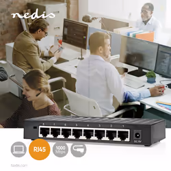 Nedis NSWH8P110BK commutateur réseau Géré Gigabit Ethernet (10/100/1000) Noir