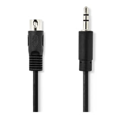 Nedis Câble Audio DIN 5 Broches Mâle vers Jack 3,5 mm Mâle 1m Noir
