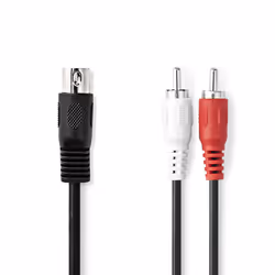 Nedis CAGL20200BK10, DIN (5-pin), Mâle, 2 x RCA, Mâle, 1 m, Noir
