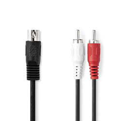 Nedis CAGL20200BK10 câble audio 1 m DIN (5-pin) 2 x RCA Noir