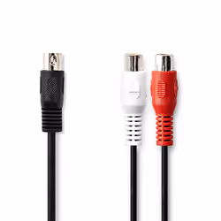 Nedis CAGL20250BK02, DIN (5-pin), Mâle, 2 x RCA, Mâle, 0,2 m, Noir