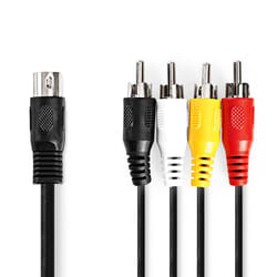 Nedis CAGL20400BK10 câble audio 1 m DIN (5-pin) 4 x RCA Noir