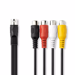 Nedis CAGL20450BK02, DIN (5-pin), Mâle, 4 x RCA, Femelle, 0,2 m, Noir