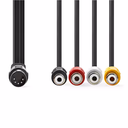 Nedis CAGL20450BK02 câble audio 0,2 m DIN (5-pin) 4 x RCA Noir