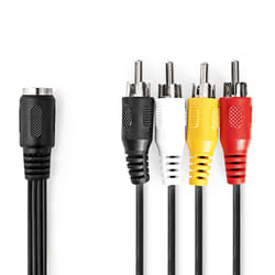 Nedis CAGL20475BK02 câble audio 0,2 m DIN (5-pin) 4 x RCA Noir