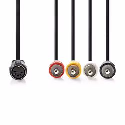 Nedis CAGL20475BK02 câble audio 0,2 m DIN (5-pin) 4 x RCA Noir