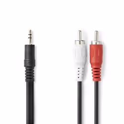 Nedis CAGL22200BK150, 3,5mm, Mâle, 2 x RCA, Mâle, 1,5 m, Noir