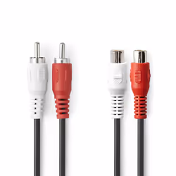 Nedis CAGL24205BK100, 2 x RCA, Femelle, 2 x RCA, Mâle, 10 m, Noir