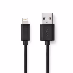 Nedis CCGL39300BK10, 1 m, Lightning, USB A, Mâle, Mâle, Noir