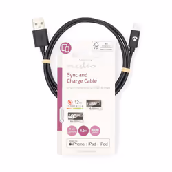 Nedis CCGL39300BK10 câble Lightning 1 m Noir