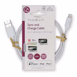 Nedis CCGL39300WT10 câble Lightning 1 m Blanc