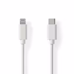 Nedis CCGL39650WT10, 1 m, Lightning, USB C, Mâle, Mâle, Blanc
