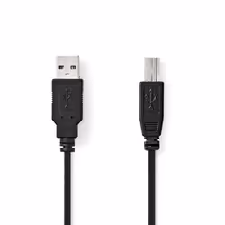 Nedis CCGL60100BK20, 2 m, USB A, USB B, USB 2.0, 480 Mbit/s, Noir