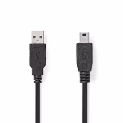 Nedis CCGL60300BK10, 1 m, USB A, Mini-USB B, USB 2.0, 480 Mbit/s, Noir