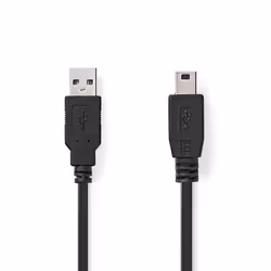 Nedis CCGL60300BK50, 5 m, USB A, Mini-USB B, USB 2.0, 0,48 Gbit/s, Noir