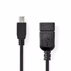 Nedis CCGB60315BK02, 0,2 m, USB A, USB 2.0, 480 Mbit/s, Noir