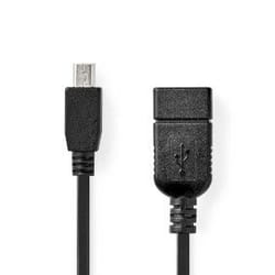 Nedis CCGB60315BK02 câble USB 0,2 m USB 2.0 USB A Noir